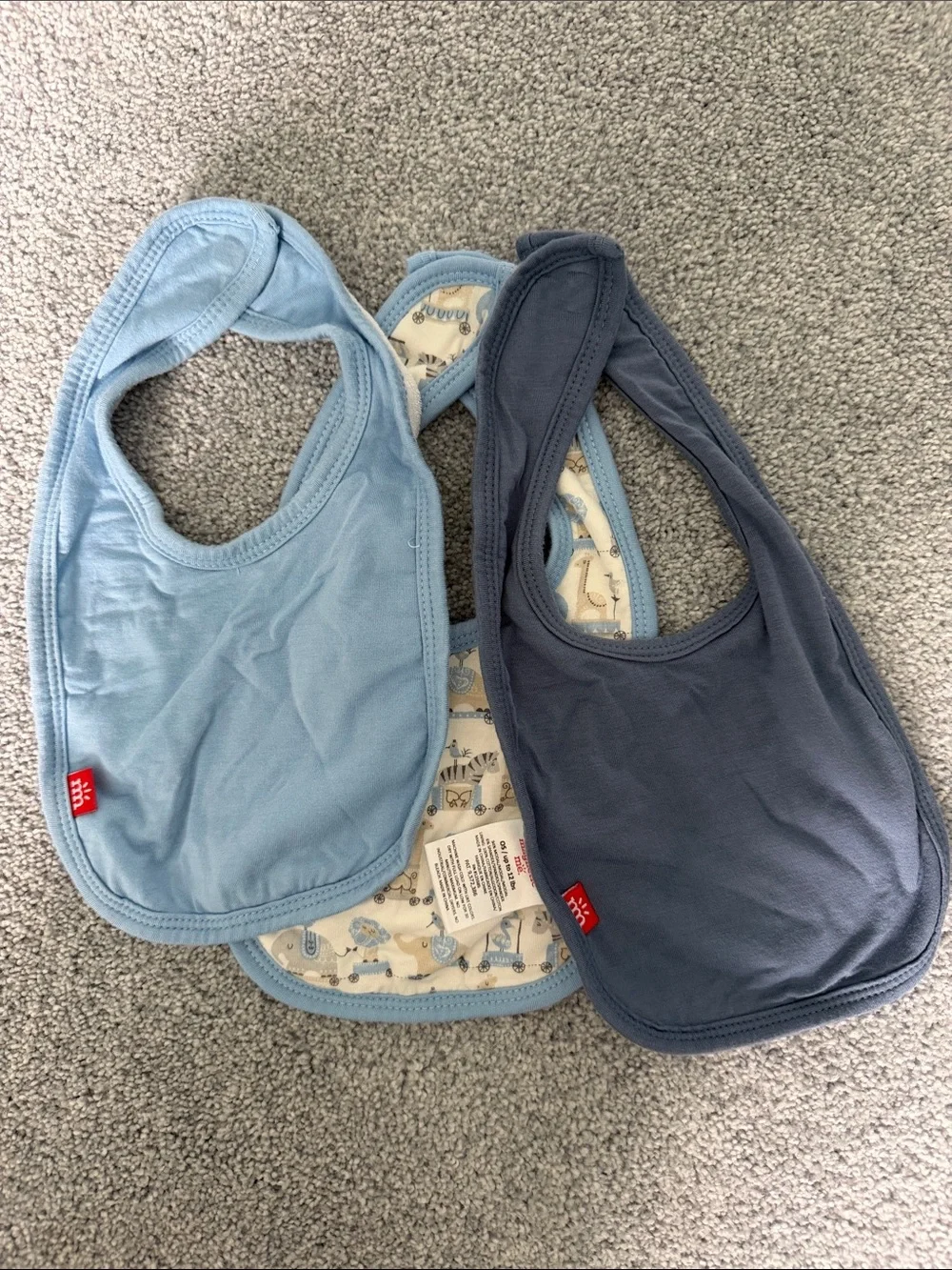 3-Pack Magnetic Me Bibs in Light Blue, Navy & Patterned